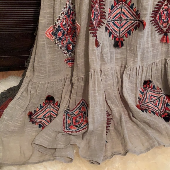 Zara embroidered boho maxi dress with tassels - Picture 4 of 8